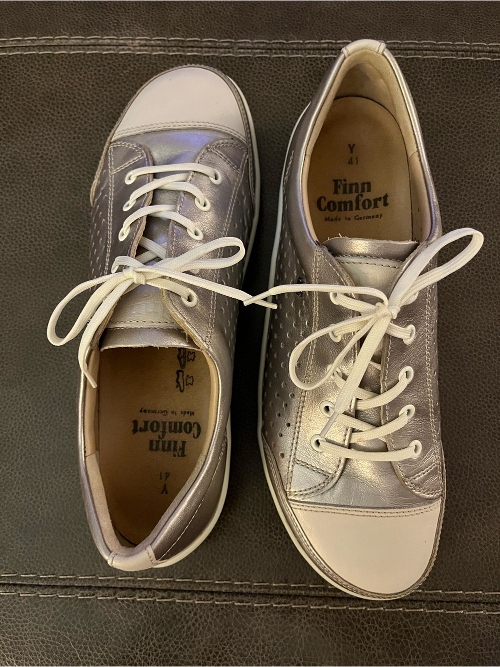Finn Comfort Metallic Leather Sneakers / Walking Shoes